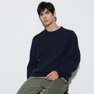 UNIQLO - стильный свитер с круглым вырезом - 69 NAVY