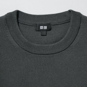 UNIQLO - стильный свитер с круглым вырезом - 01 OFF WHITE