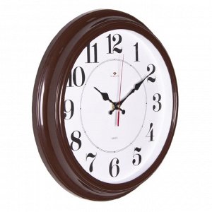 Часы настенные, интерьерные "Рубин", 35 см, коричневые