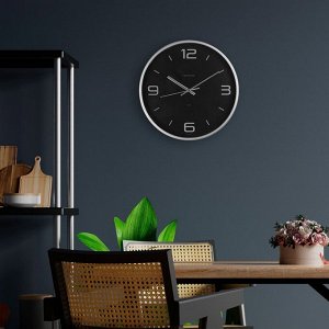 Часы настенные, серия: Интерьер, "Эдит", d-30.5 см, серебро