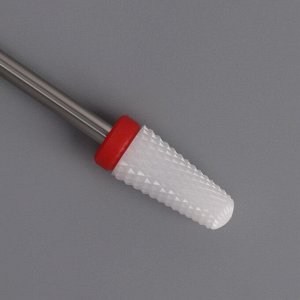 Фреза керамическая для маникюра «Конус», мелкая нарезка, 6 × 13 мм, в пластиковом футляре, цвет белый