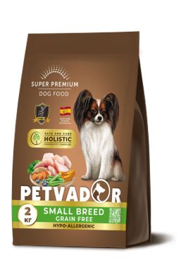 PETVADOR HOLISTIC Полнорационный беззерновой корм для взрослых собак мелких пород индейка с олениной, 2 кг 1/5