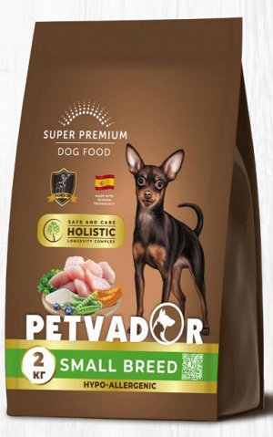 PETVADOR HOLISTIC Полнорационный корм для взрослых собак мелких пород, индейка c олениной , 2 кг 1/5