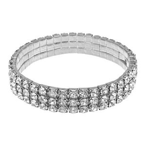 BS784-03 Браслет со стразами, цвет серебряный, 1cм