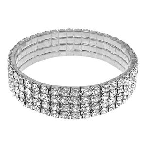 BS784-01 Браслет со стразами, цвет серебряный, 1,5см