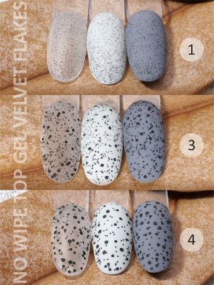 Верхнее матовое покрытие без липкого слоя с хлопьями (No wipe top gel velvet FLAKES) #3, 10 ml