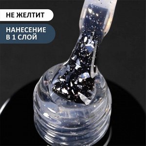 Верхнее глянцевое покрытие без липкого слоя с поталью и блестками (No wipe top gel POTAL), 10 ml
