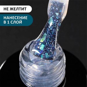 Верхнее глянцевое покрытие без липкого слоя с поталью и блестками (No wipe top gel POTAL), 10 ml