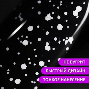 Верхнее глянцевое покрытие без липкого слоя с белыми хлопьями (No wipe top gel FLAKES), 10 ml