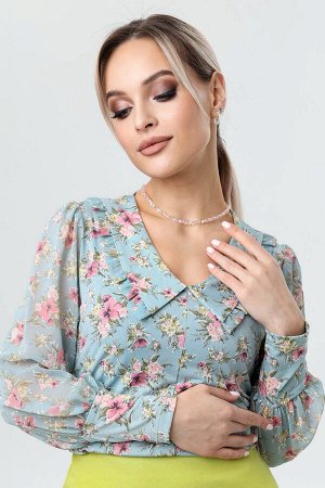 Блузка женская  7039-27/07/Бирюзовый, розовый