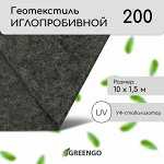 Геотекстиль иглопробивной, 10 ? 1,5 м, плотность 200 г/м?, с УФ-стабилизатором, чёрный