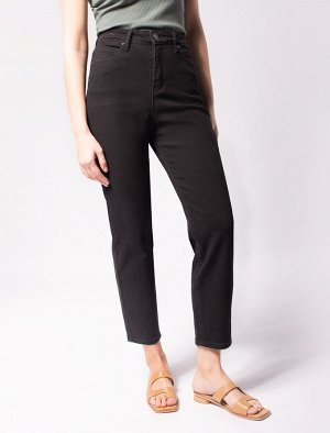 Джинсы mom-fit из эластичного денима черный