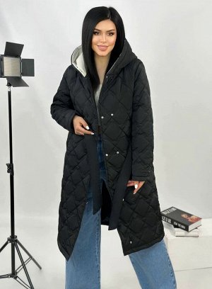Куртка длинная осенняя женская большого размера / пальто демисезонное женское