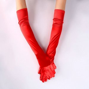 Карнавальный аксессуар-перчатки 55 см, цвет красный