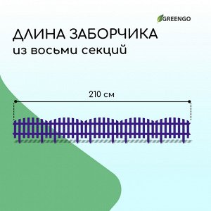 Ограждение декоративное, 35 x 210 см, 5 секций, пластик, сиреневое, RENESSANS, Greengo