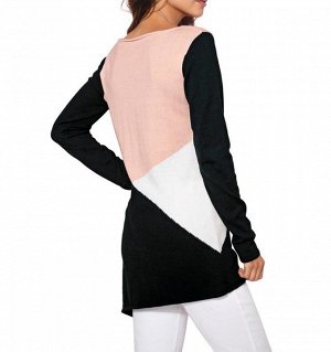 1к Ashley Brooke  Пуловер, розово-черный  Невероятно женственно. Элегантный пуловер с эффектными контрастами. Подчеркивающий фигуру силуэт с широким круглым вырезом горловины и асимметричным кантом. Д