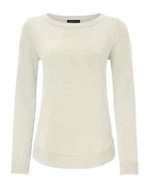 1к PATRIZIA DINI  Пуловер, белый  Простой пуловер с кашемиром. Подчеркивающий фигуру силуэт с круглым вырезом горловины, длинными рукавами и манжетами резиночной вязкой. Длина ок. 64 см. Высококачеств