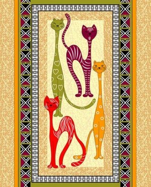 Комплект вафельных полотенец 48*60 см, 3 штуки (Египетские кошки)