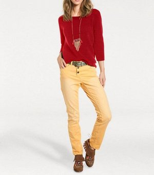 1к Heine - Best Connections  Пуловер, красный  Привлекательный пуловер укороченной формы в полоску. Подчеркивающий фигуру силуэт с широким круглым вырезом горловины и рукавами 3/4 под реглан. Длина ок