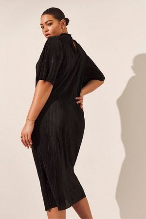 Черное миди-платье с короткими рукавами и складками Simply Be
