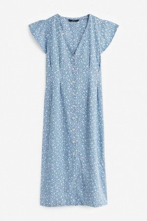 Синий цветочный узор - летнее платье с цветочным принтом