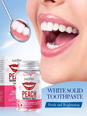 Зубная паста со вкусом персика в таблетках SADOER, 30 шт