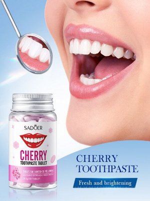 Зубная паста со вкусом вишни в таблетках SADOER, 30 шт