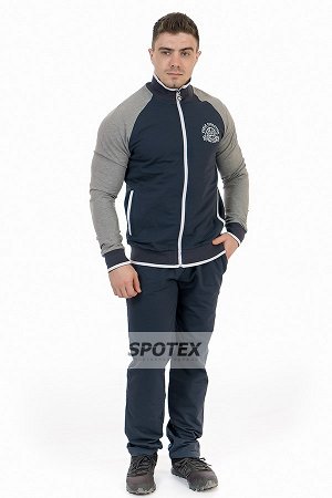Спортивный костюм мужской из трикотажа 11M-RR-1068 графит/ светло-серый меланж