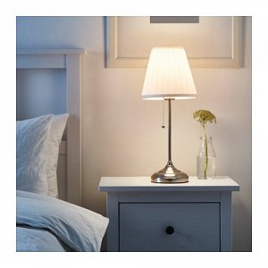 IKEA ОРСТИД Лампа настольная, никелированный, белый