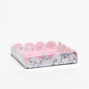 Коробка для печенья, кондитерская упаковка, "LoVe", 15 х 15 х 3 см