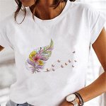 Женская футболка, принт &quot;цветы и бабочки&quot;, цвет белый