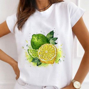 Женская футболка, принт &quot;лимон&quot;, цвет белый
