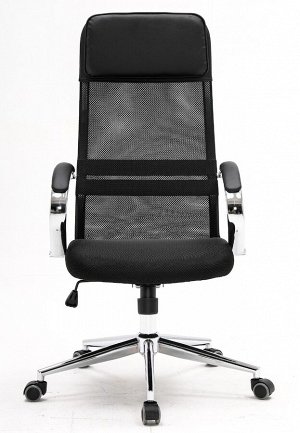 Кресло компьютерное офисное RT-2020 на колесах из ткани с сеткой в черном цвете. Нагрузка до 120 кг.