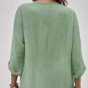Женская рубашка с V-образным вырезом, зеленый(салатный)