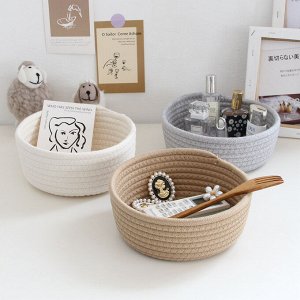 Корзина для хранения плетеная вязаная, средняя