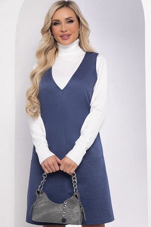 Сарафан Артикул: П8182.
Ткань: трикотаж "Лакоста".
Состав: 50% хлопок, 45% п/э, 5% эластан.
Цвет: синий.
Вид застежки: без застёжки.
Силуэт: полуприлегающий.
Карманы: есть.
Длина изделия по спинке: 46