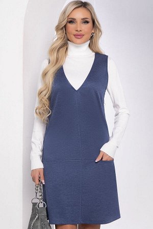 Сарафан Артикул: П8182.
Ткань: трикотаж "Лакоста".
Состав: 50% хлопок, 45% п/э, 5% эластан.
Цвет: синий.
Вид застежки: без застёжки.
Силуэт: полуприлегающий.
Карманы: есть.
Длина изделия по спинке: 46