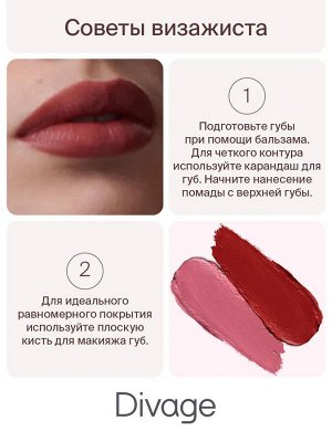 Диваж Помада для губ для нежных бархатных текстур с сатиновым финишем Тон 12 / Divage Matte Sensuality Lipstick