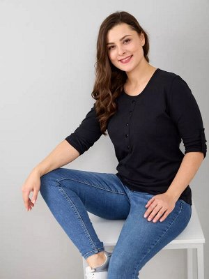 Лонгслив Состав: 
 100% хлопок
Вид трикотажного полонта: 
 кулирка
Описание: 
Женский лонгслив из 100% натурального хлопка приятного к телу. Модель средней длины, с рукавом до локтя, округлым вырезом 