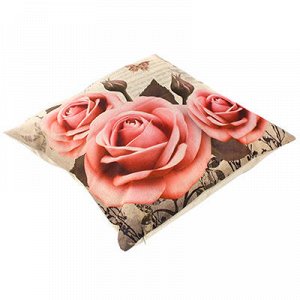 Наволочка декоративная 43х43см "Розы" искусственная ткань, н