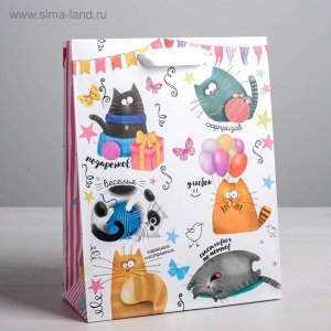 Пакет ламинированный вертикальный «Забавные коты», ML 23 × 27 × 8 см