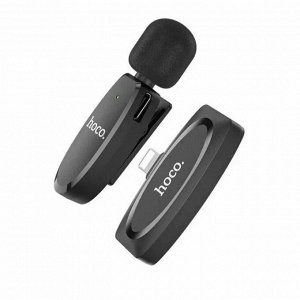 NEW ! Мини микрофон петличный для девайсов беспроводной Wireless Microphone HOCO L15 iOS Lightning петличка черный