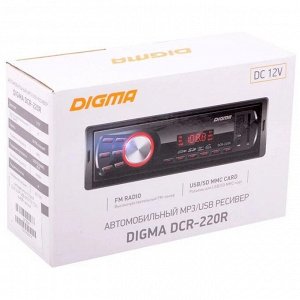 Автомагнитола Digma DCR-220R 1DIN, 4 x 45 Вт, USB, SD, AUX