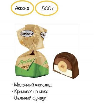 Конфеты "Ласка" с фундуком Акконд 500 г (+-10 гр)
