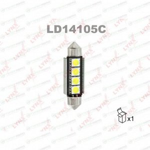 Лампа светодиодная LYNXauto Festoon (SV8.5, T11x41), 12В, 5Вт, 7000К, 1 шт, арт. LD14105C