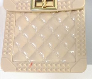 УЦЕНКА/Женская стеганая мини-сумка на цепочке и бусинами на ручке, цвет бежевый