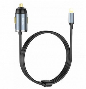 Автомобильное зарядное устройство HOCO NZ7 Balance, USB + Кабель Apple Lightning, 20W, черный
