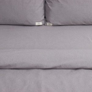 Постельное бельё Этель Denim евро, 200x220 см, 220x240 см, 50x70-2 шт., серое, жатый хлопок