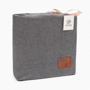 Постельное бельё Этель Denim евро, 200x220 см, 220x240 см, 50x70-2 шт., тёмно-серое, жатый хлопок
