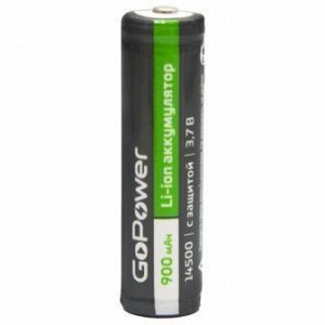 Аккумулятор Батарейки Li-ion GoPower 14500 AA BL1 3.7V 900mAh с защитой выс.конт.
